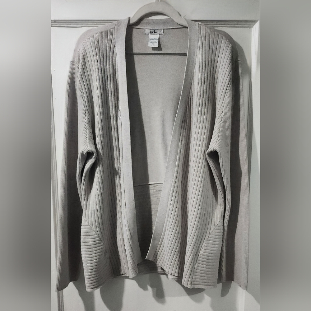 Open-Front Ribbed Cardigan - Cream